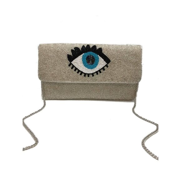 Evil Eye Beaded Clutch Bag - Picture 1 of 5